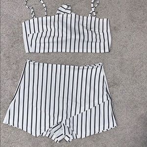 Zaful Striped Two-Piece Short/Skort Set